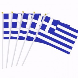 Factory high quality hot selling vivid color hand flag Greece