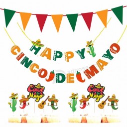 Mexican celebration party decorations red white green rectangle String bunting banner