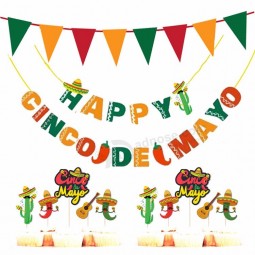 mexican celebration party decorations red white green rectangle string bunting banner