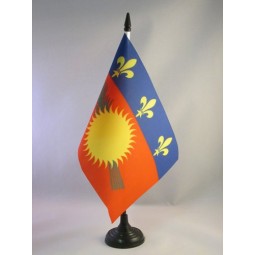 Guadeloupe Table Flag 5'' x 8'' - French Region of Guadeloupe Desk Flag 21 x 14 cm - Black Plastic Stick and Base