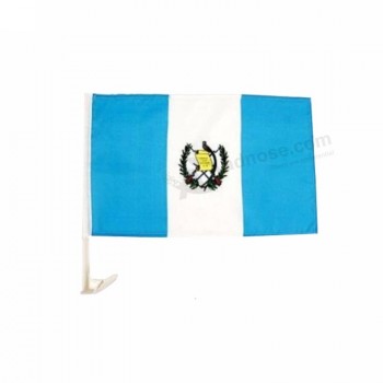 Cheap outdoor Guatemala national car window flag with plastic pole
