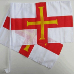 Factory selling car window Guernsey flag with plastic pole