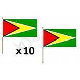 Guyana Flag 12'' x 18'' Wood Stick - Guyanese Flags 30 x 45 cm - Banner 12x18 in with Pole