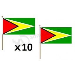 guyana flag 12'' x 18'' wood stick - guyanese flags 30 x 45 cm - banner 12x18 in with pole