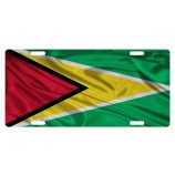 Guyana Flag National Emblem Wave Personalized Aluminum License Plate Frame Cover Auto Truck Car Front Tag Metal Sign 12 x 6 Inch