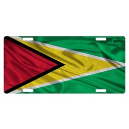 guyana flag national emblem wave personalized aluminum license plate frame cover auto truck Car front Tag metal sign 12 x 6 inch