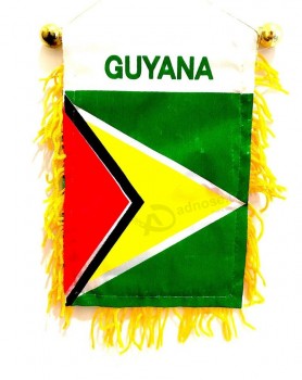 guyana mini flag for car windows rearview mirror