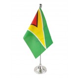 Guyana Table Flag, Stick Small Mini Guyanese Flag Office Table Flag on Stand with Stand Base, International Festival Decoration