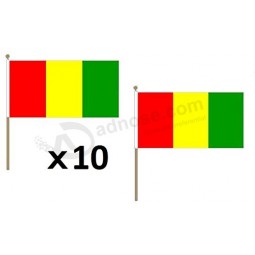 Guinea Flag 12'' x 18'' Wood Stick - Guinean Flags 30 x 45 cm - Banner 12x18 in with Pole