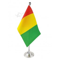 Guinea Table Flag, Stick Small Mini Guinean Flag Office Table Flag on Stand with Stand Base, International Festival Decoration