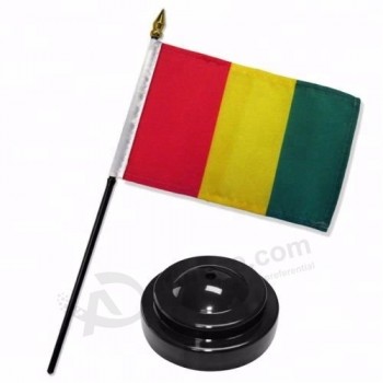 custom guinea 4''x6'' flag desk Set table stick black base - vivid color and UV fade resistant