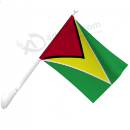 national country guyana wall mounted flag with pole