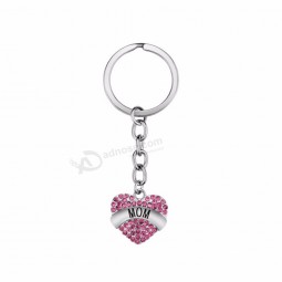 heart keychain gift alloy engraved crystal jewelry pendant Key ring for womens Day moms birthday mothers Day