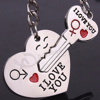 bluelans 2pcs/Set couple heart Key I love You letter carved matching keychain Key ring
