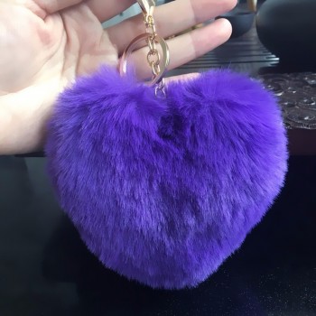Large Fluffy Heart Keychain Pompom Women Artificial Rabbit Fur Car Key Ring Handbag Pendants Pompon Key Chains Cute Jewelry Gift