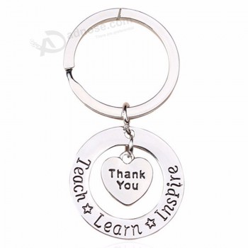Teacher Keychain Thank you Teach Learn Inspire Keyring Key Ring Jewelry For Teachers Day Gift