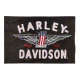 Harley-Davidson Embroidered Frayed Estate Winged #1 Flag, 3 x 5 ft. Black