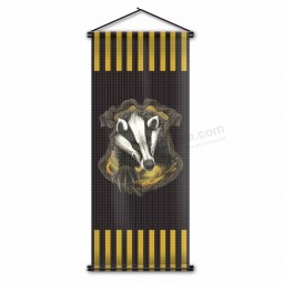 Custom Printing Poster Flag HP Hogwarts Hufflepuff Crest Wall Flag Harri Potter Scroll Banner for Halloween Gift 45x110cm