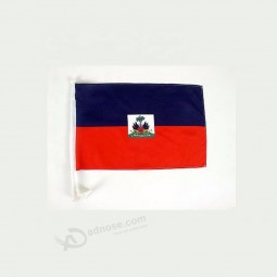 Haiti car window flag with plastic flagpole