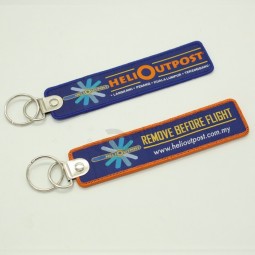 airline embroidery keychain key tag with custom logo