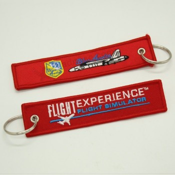 flight embroidery keychain for gift, custom woven keychain