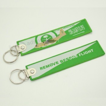 Promotional polyester flight embroidery keychain luggage tag