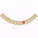 Burlap Banner, Swallowtail Flag, Decoration for Holiday and Party