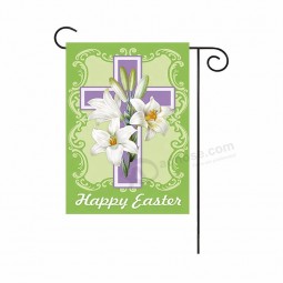 Easter Lilies Decorative White Cross Religious Spring Holiday Custom Garden Flag