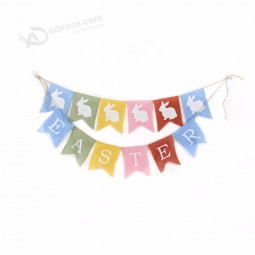 Holiday party decoration pennant cartoon easter bunny linen banner