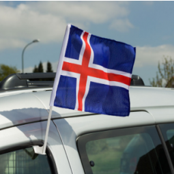차 창을위한 뜨개질을 한 폴리 에스테 소형 아이슬란드 깃발