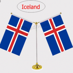 bandeira de mesa de poliéster personalizado islandês islandês mesa de reunião