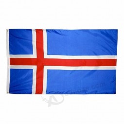 スクリーン印刷ポリエステル生地3x5ftアイスランド国旗