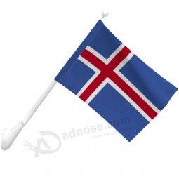 bandera de islandia montada en la pared de poliéster de punto al aire libre