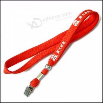窄/管状织物针织涤纶定制徽标徽章夹挂绳，用于广告礼物