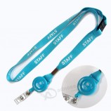 neck badge holder lanyards with retractable reeler for ID card holder