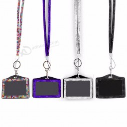 lanyard badge holder neck strap portable Id cards For photo practical crystal multicolor rhinestone