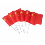 (12 pieces)a dozen of China National hand flags Size14x21cm 100% Polyester flags with plastic flagpoles