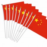 14×21センチ5ピース小さな中国国旗手振る旗プラスチック旗竿活動パレードスポーツホームデコレーションNC005