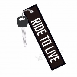 Customized high quality embroidery twill pilot key tag