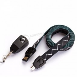 Custom Keychain Lanyard Usb Data Cable Customized Logo ,2 In 1 Usb Fast Charging Cable for iphone x cable