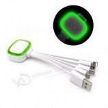 OEM Logo Promotion Gift New LED Light 5 in 1 Keychain USB Charging V8 Type C Cable Cord For iPhone Android