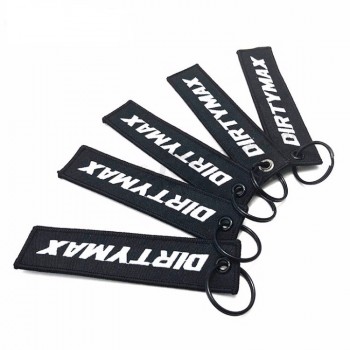 Customized Black Embroidery Logo Flight Keychain Key Tag