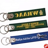 No MOQ custom Any color fabric embroidered keychain flight embroidery keyring safety Key Tag