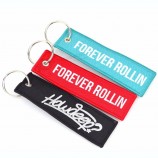 personalized wholesale custom fabric embroidery patch Key ring Tag embroidered Key chain keyring keychain