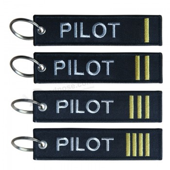 Custom Aviation  Embroidered Pilot Keychain Airplane Pilot Key Tag Custom Embroidered Keychain