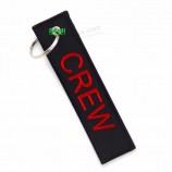2019 cheap customized remove flight airplane embroidery keychain , crew embroidered Key Tag
