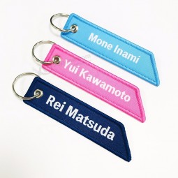 Wholesale custom logo fabric key label embroidery keychain,key rings,key tags