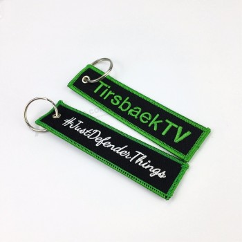 custom fabric material embroidery keychain factory design your Own embroidered Key Tag