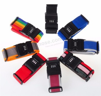 Wholesale colorful adjustable nylon luggage belt luggage strap with lock