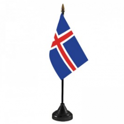 Professional printing Iceland national table flag with base